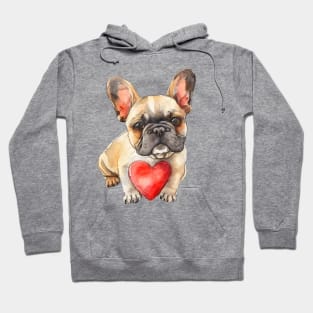 Valentine French Bulldog Holding Heart Hoodie